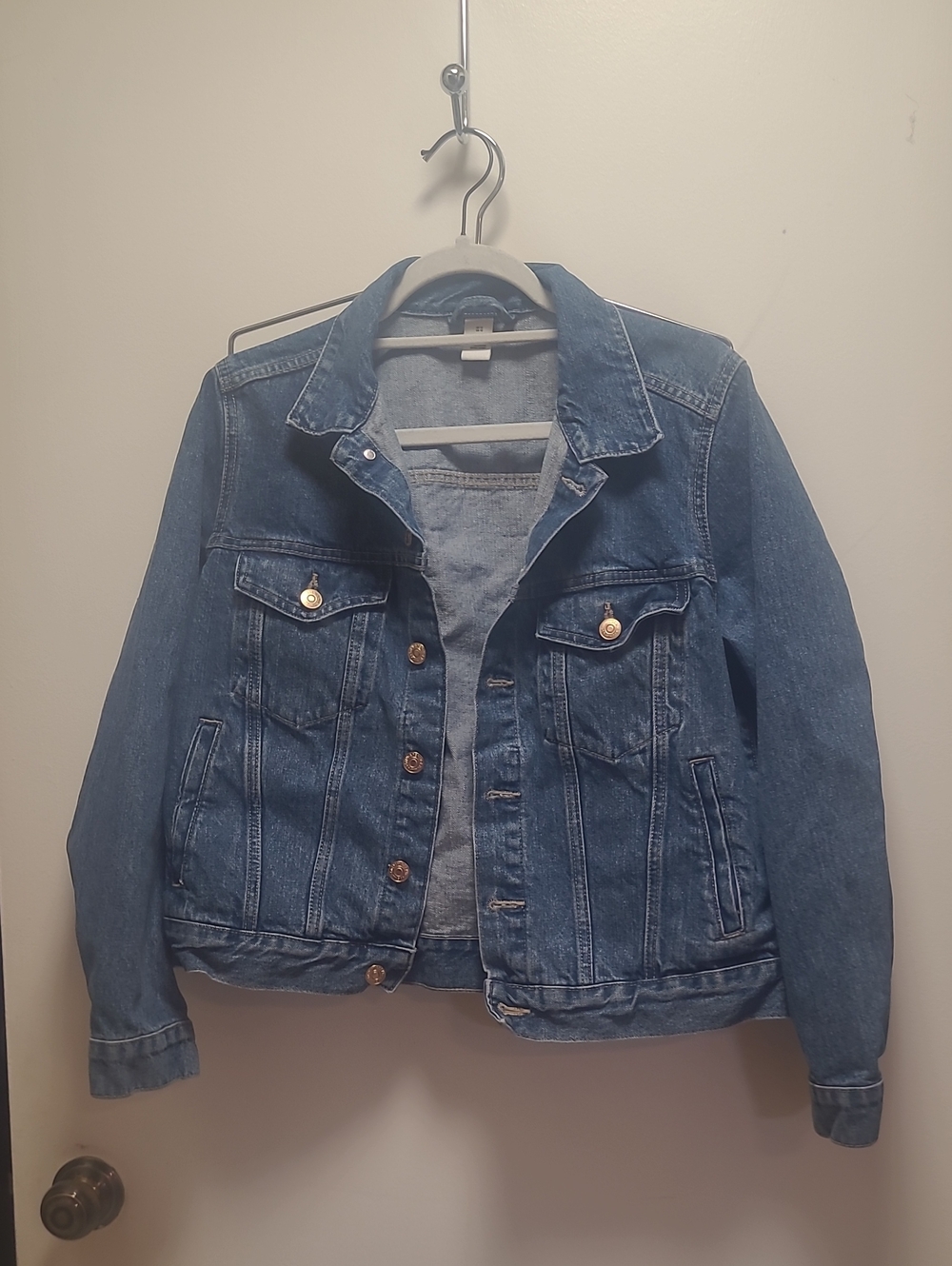 Women's Blue Denim Jacket with Button Front